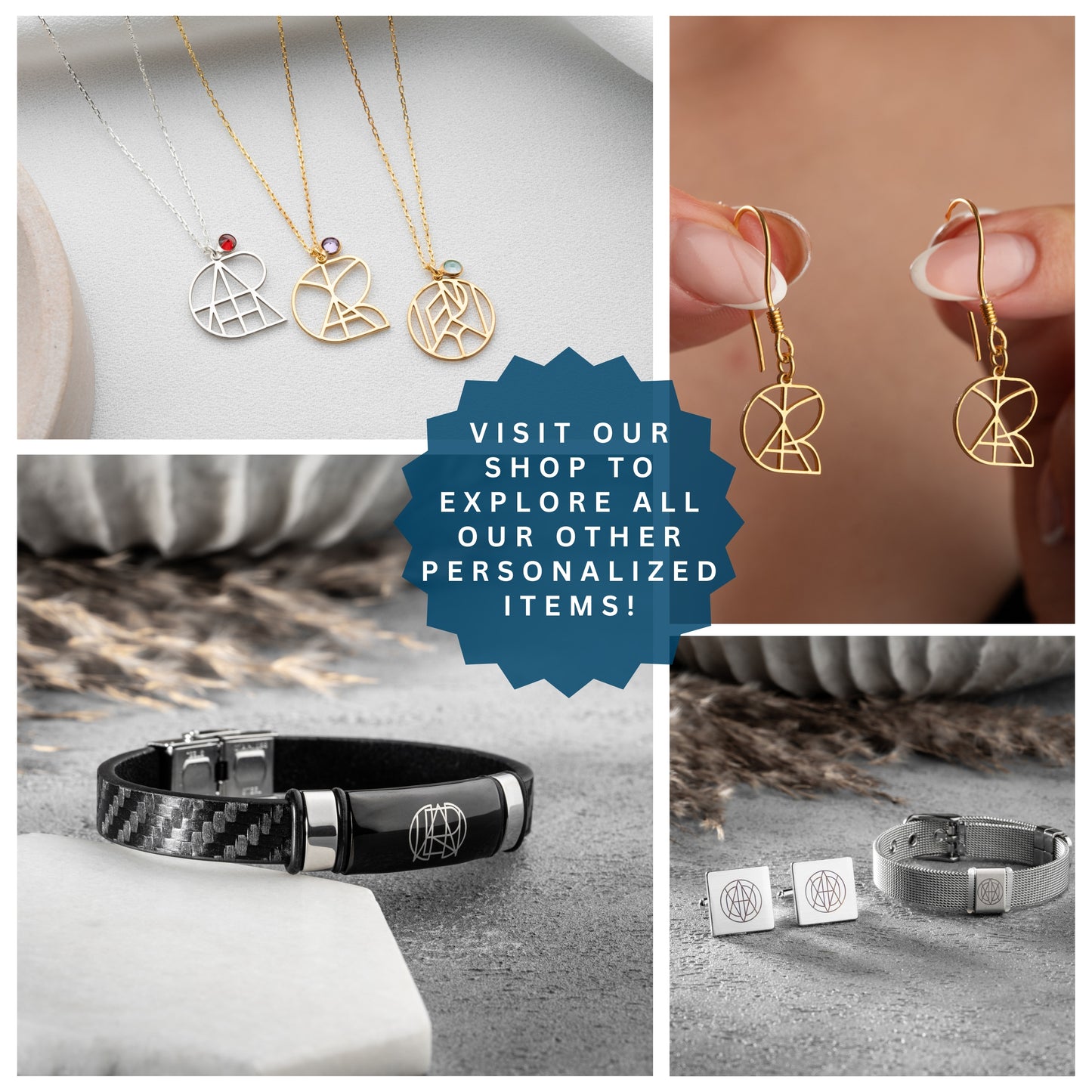 Personalized Name Logo Necklace With Birthstone