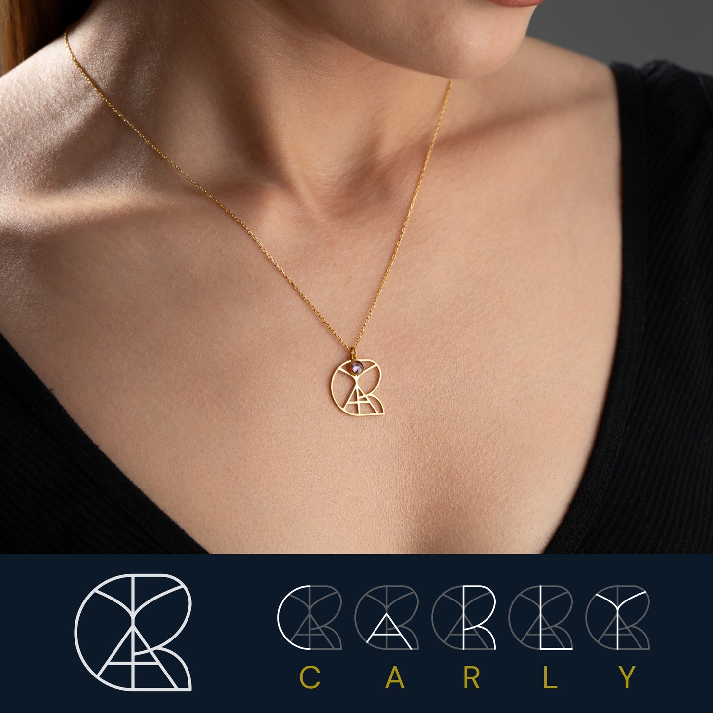 Personalized Name Logo Necklace With Birthstone