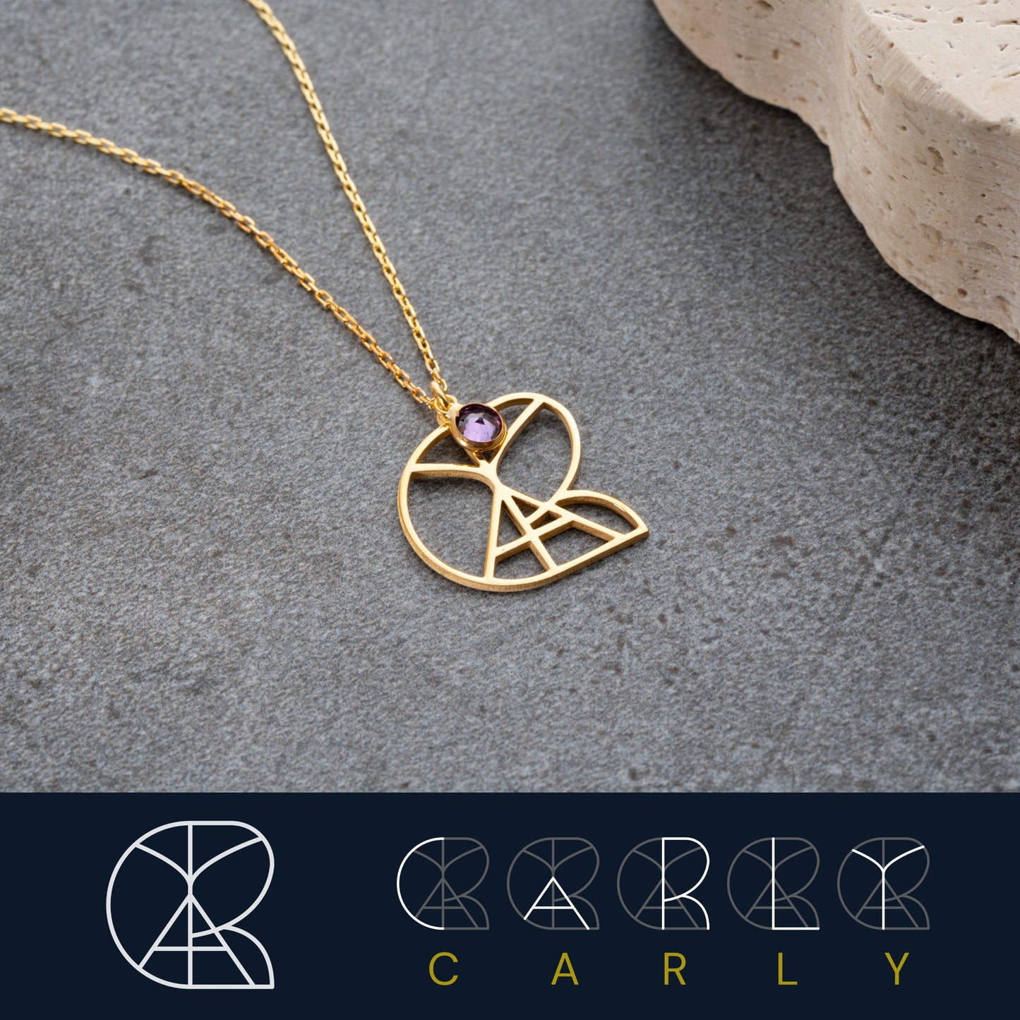 Personalized Name Logo Necklace With Birthstone