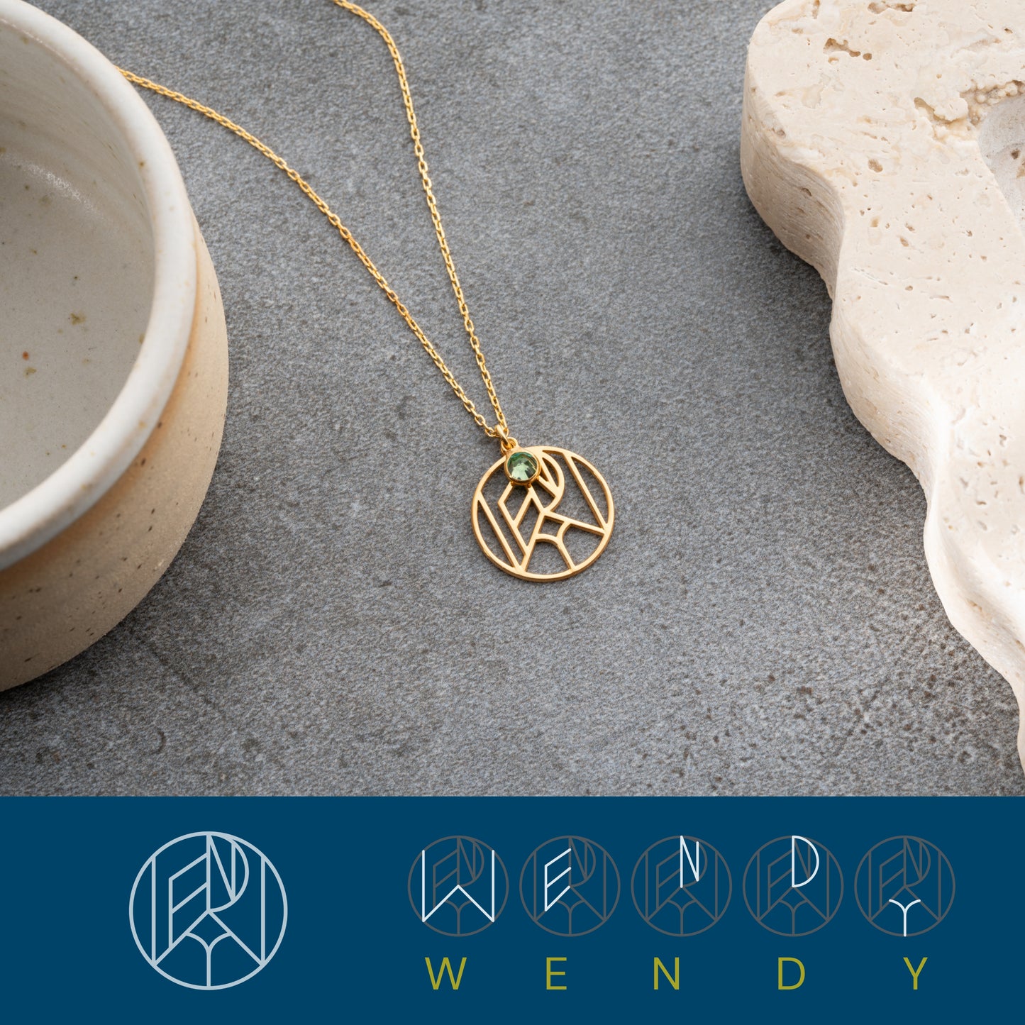 Personalized Name Logo Necklace With Birthstone