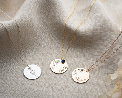 Personalized Disc Necklace Sterling Silver