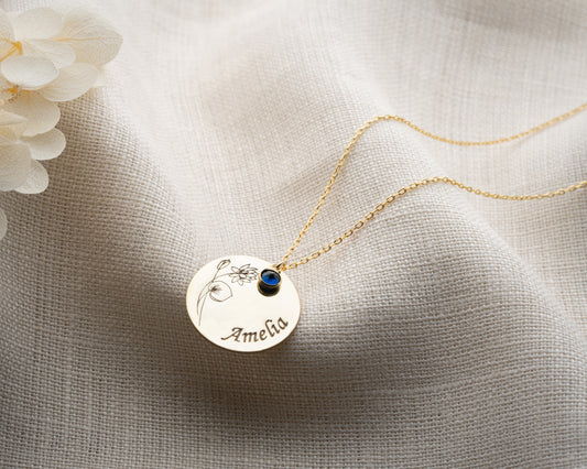 Personalized Disc Necklace Sterling Silver